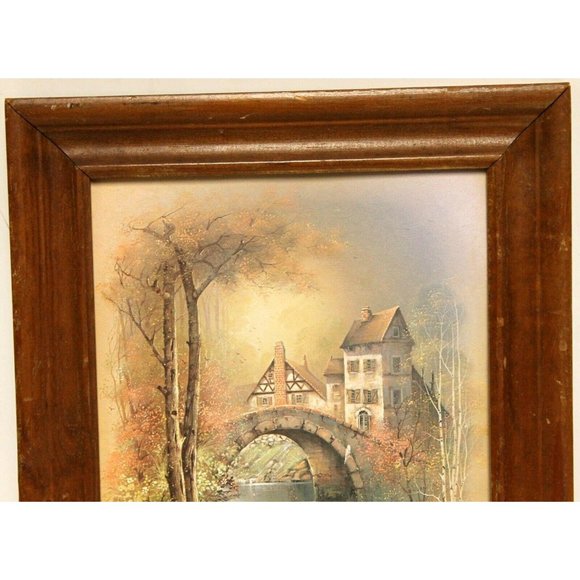 2 VTG Framed Signed Andres Orpinas Canvas Like Prints English Tudor Countryside - Picture 8 of 12